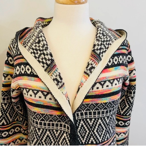 Monteau Hooded Intarsia Duster Cardigan NWOT SIZE SMALL - Picture 3 of 7